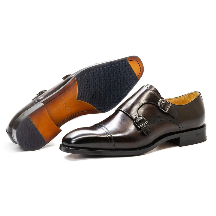Genuine Leather Double Monk Strap Shoes