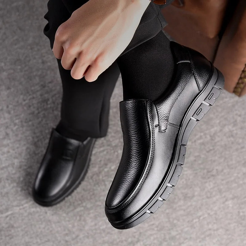 Genuine Leather Slip-On Loafers