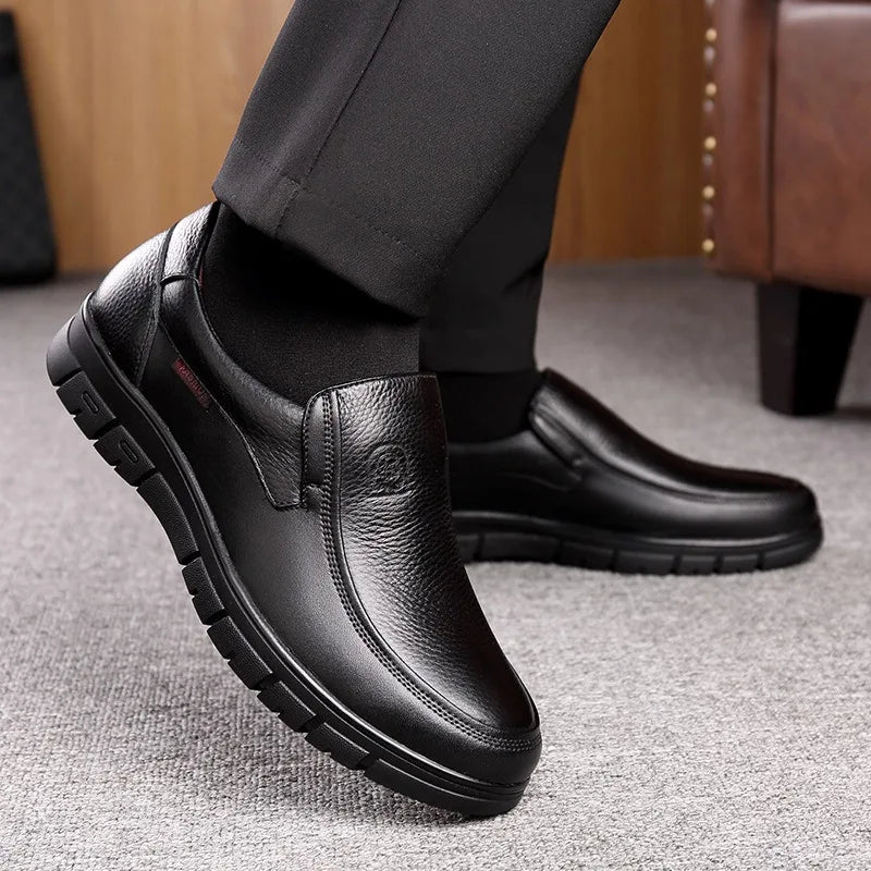 Genuine Leather Slip-On Loafers
