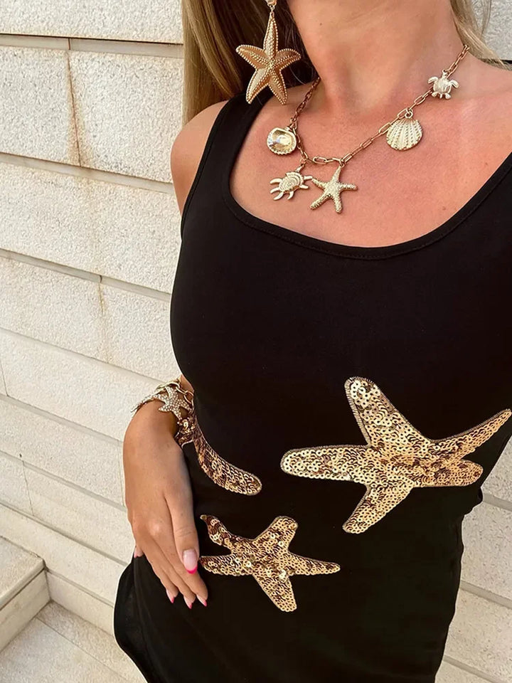 Glitter Sequin Knitted Sleeveless Mini Dress