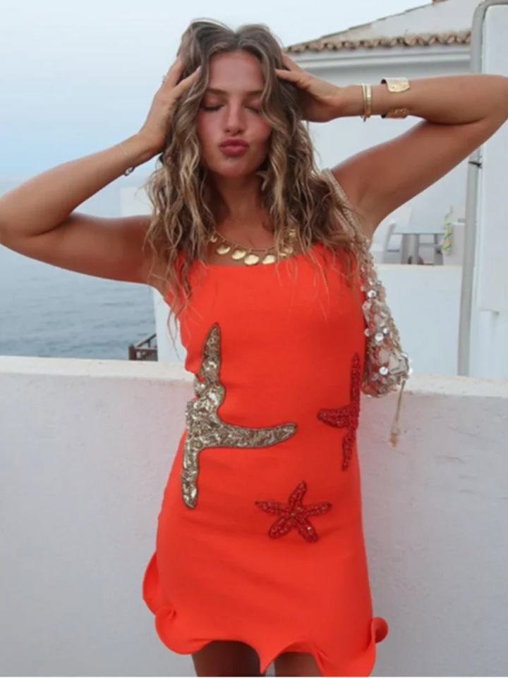 Glitter Sequin Knitted Sleeveless Mini Dress