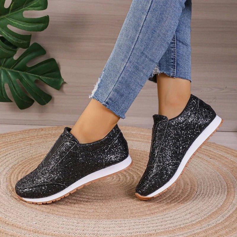 Sparkling Gold Slip-On Sneakers