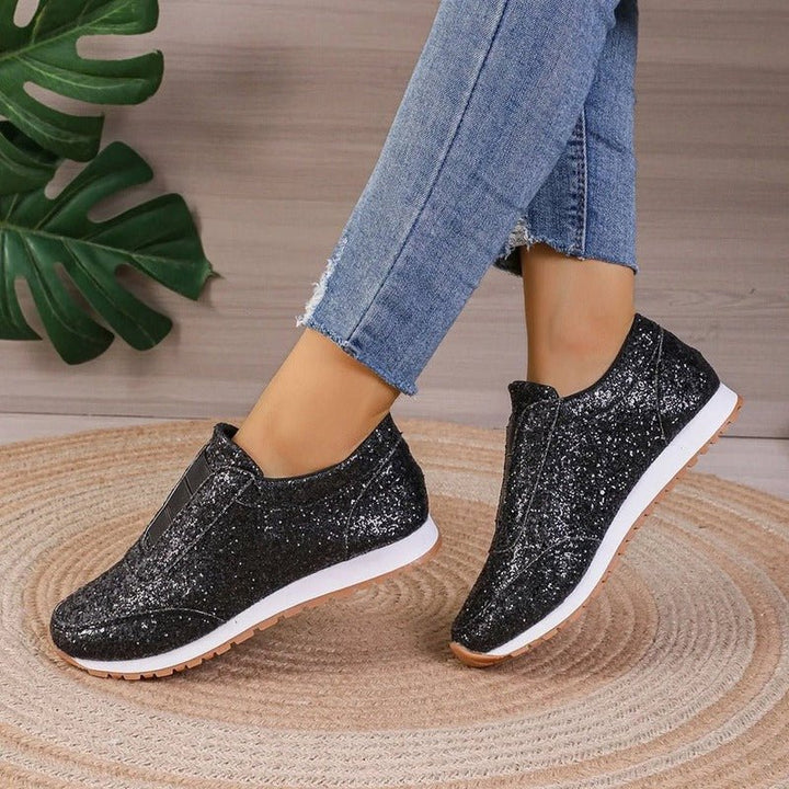 Sparkling Gold Slip-On Sneakers