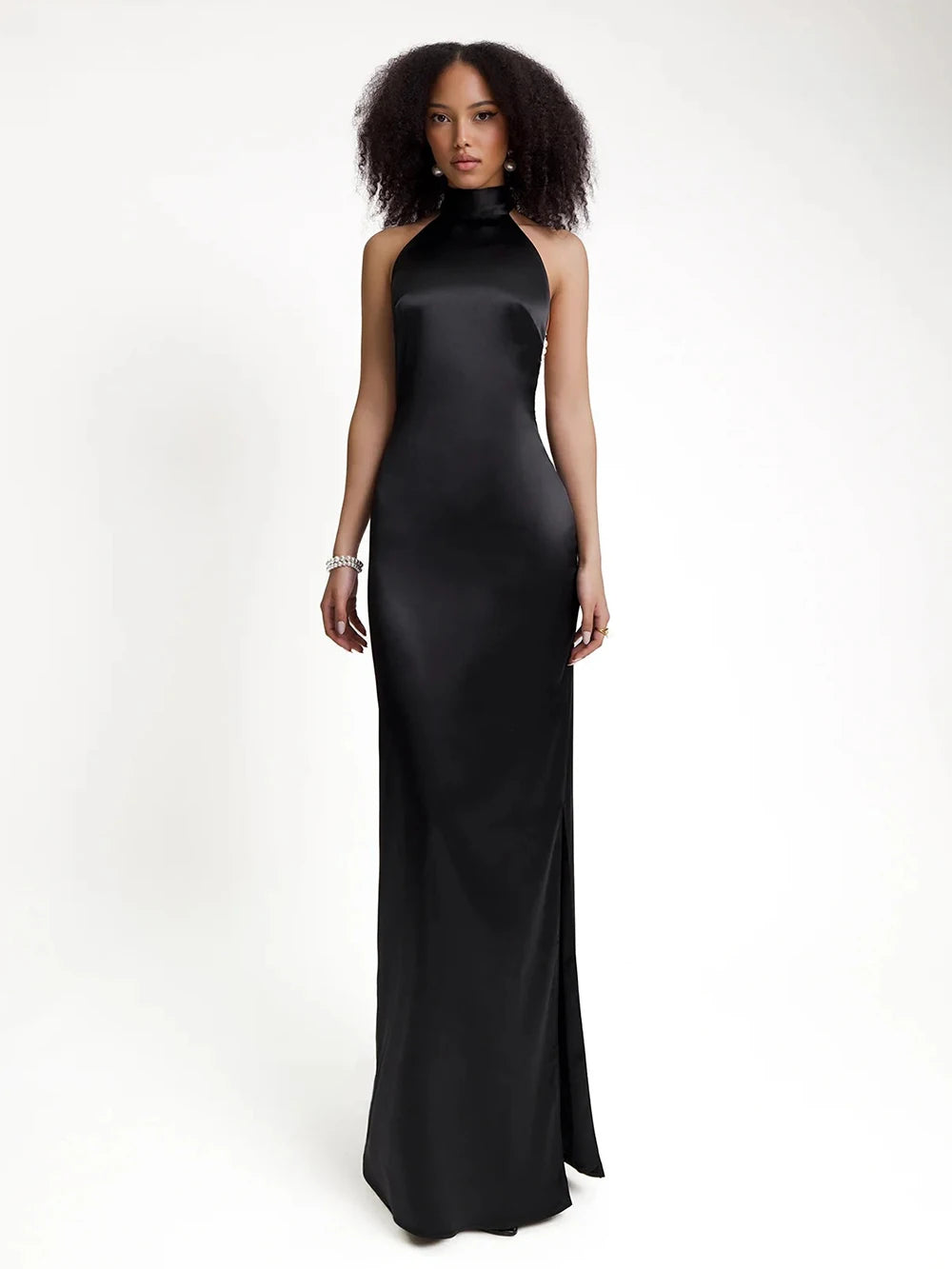 Halter Backless Ribbon Evening Dress