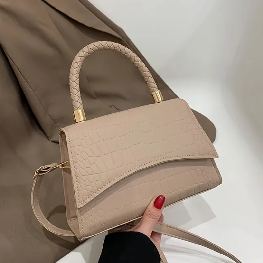 Top Handle Croc-Embossed Handbag
