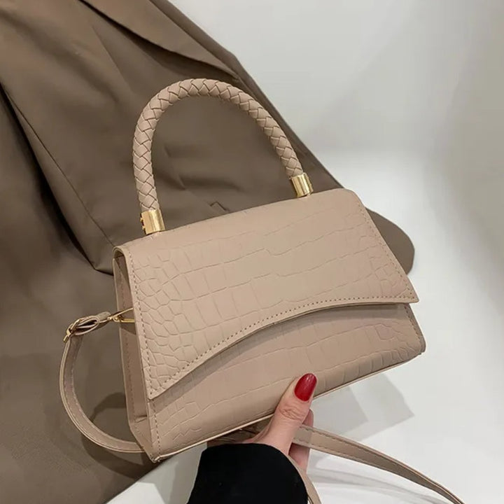 Top Handle Croc-Embossed Handbag