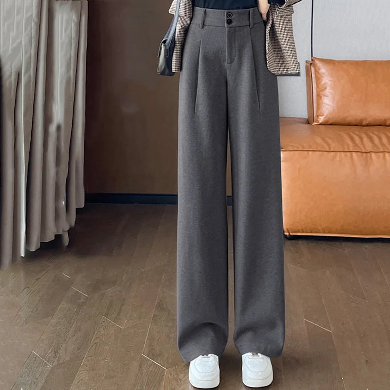 High-Waist Wool Wide Leg Trousers
