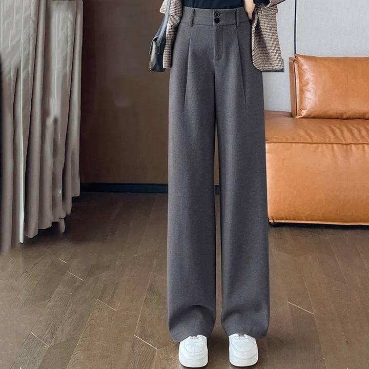 High-Waist Wool Wide Leg Trousers