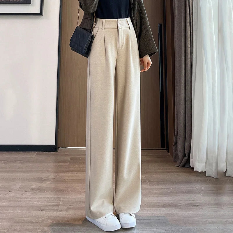 High-Waist Wool Wide Leg Trousers