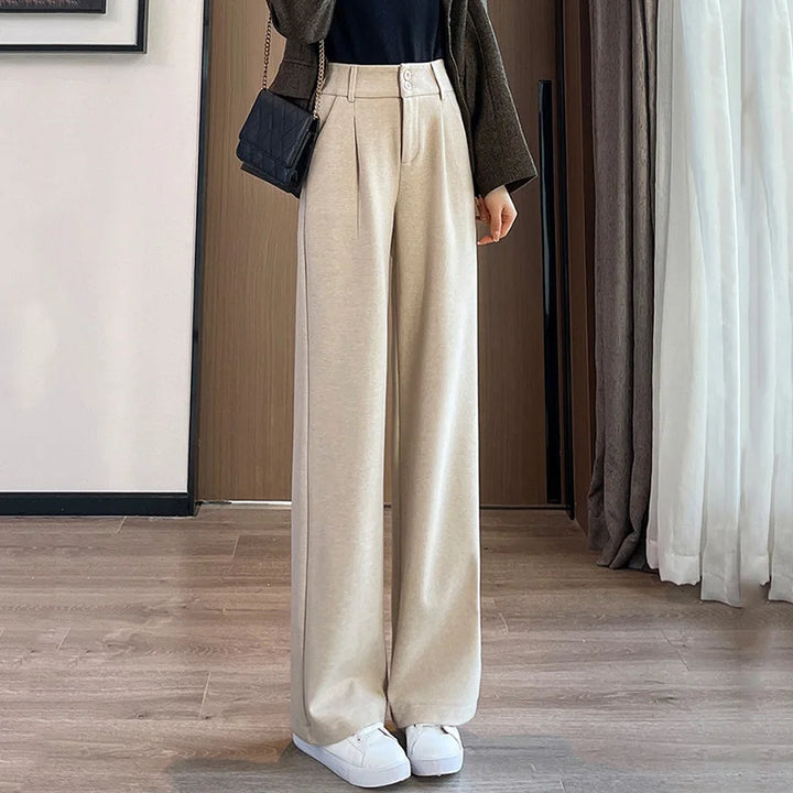 High-Waist Wool Wide Leg Trousers