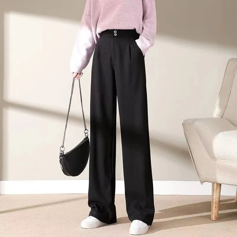 High-Waist Wool Wide Leg Trousers