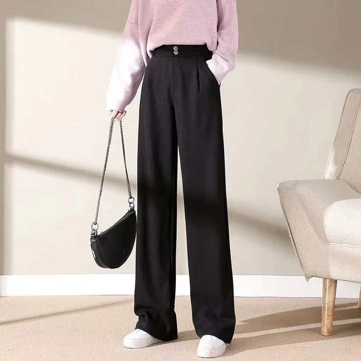 High-Waist Wool Wide Leg Trousers