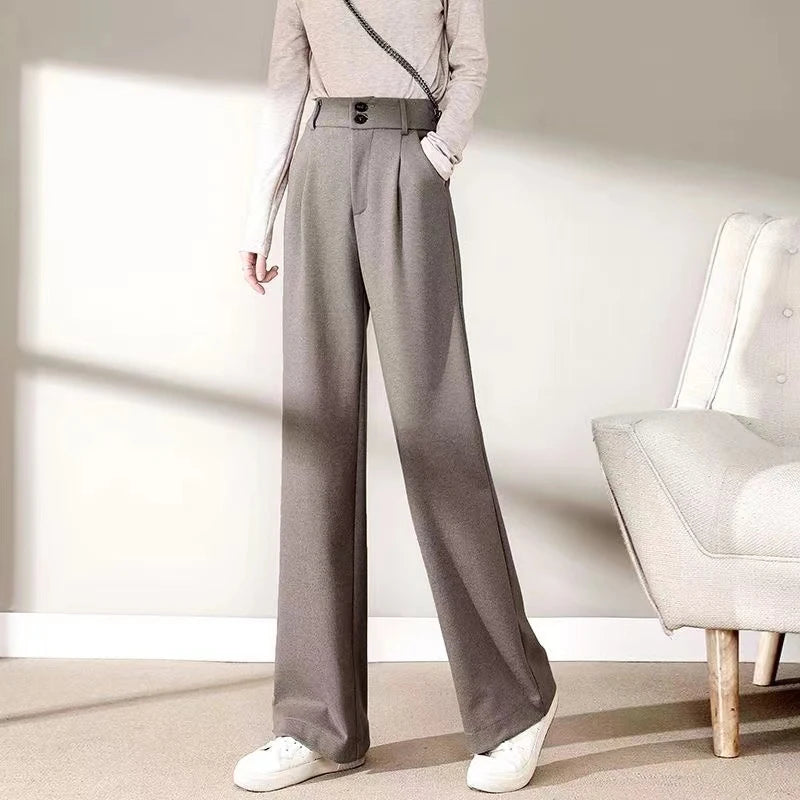 High-Waist Wool Wide Leg Trousers