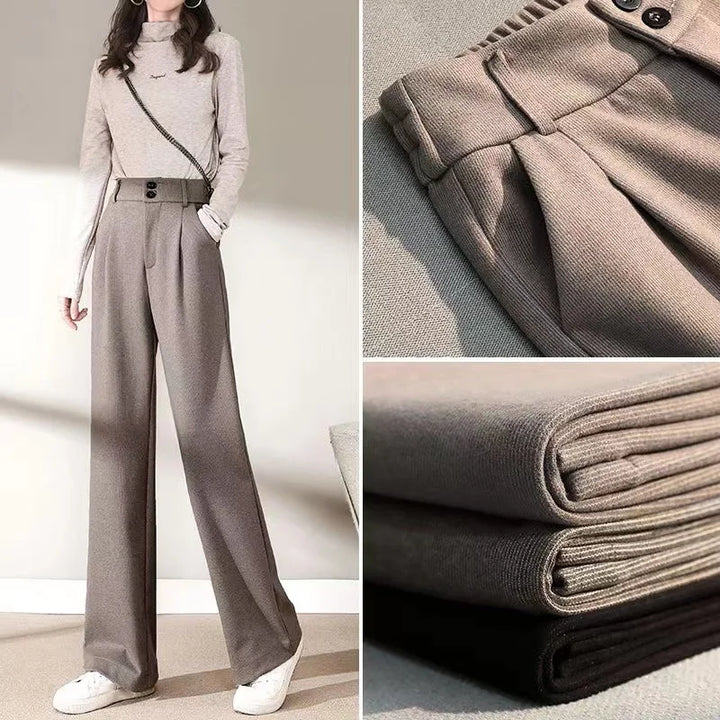 High-Waist Wool Wide Leg Trousers