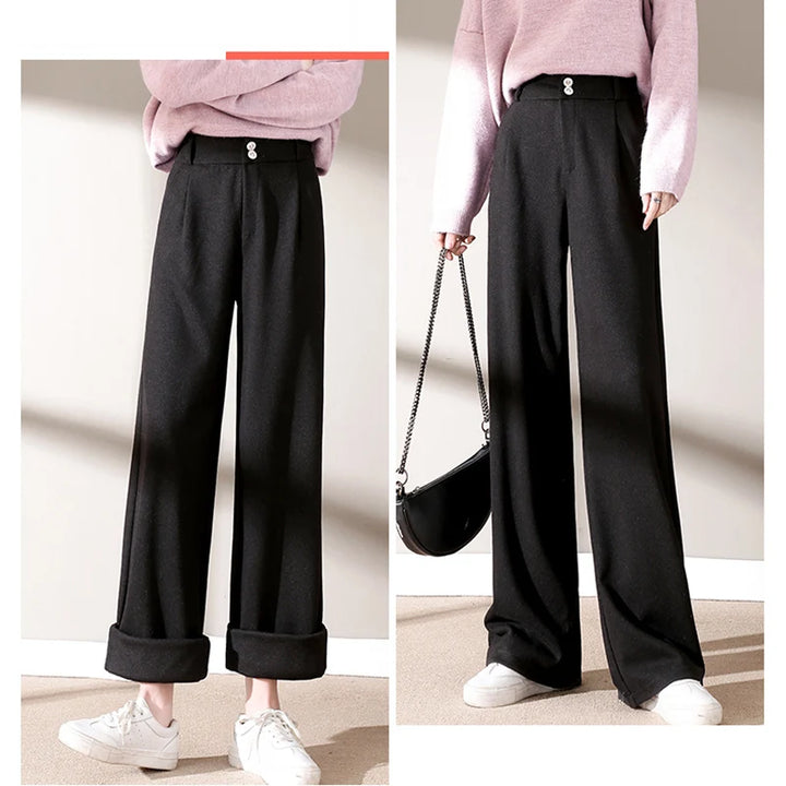 High-Waist Wool Wide Leg Trousers