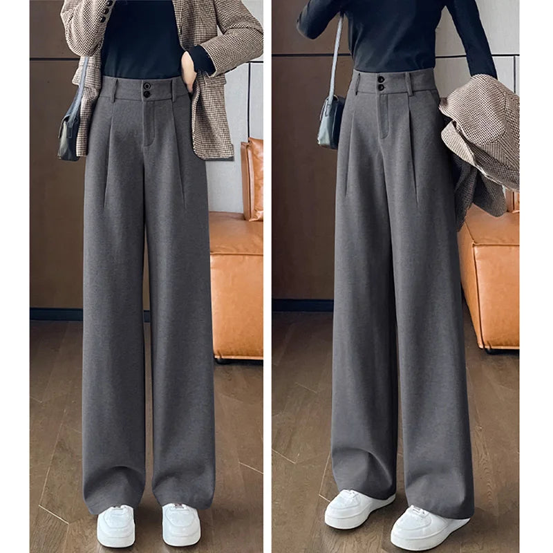 High-Waist Wool Wide Leg Trousers
