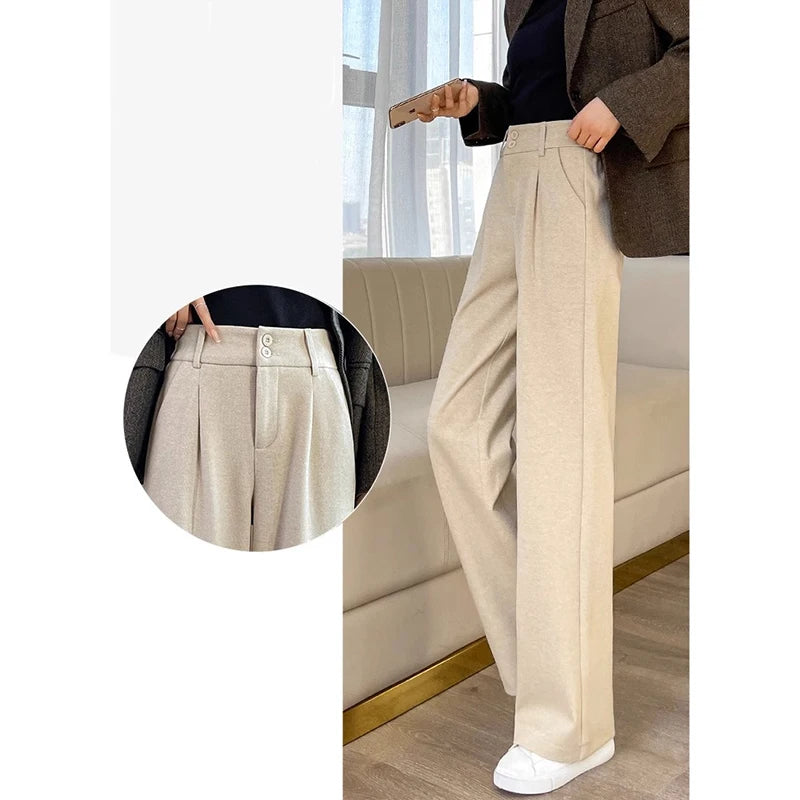High-Waist Wool Wide Leg Trousers