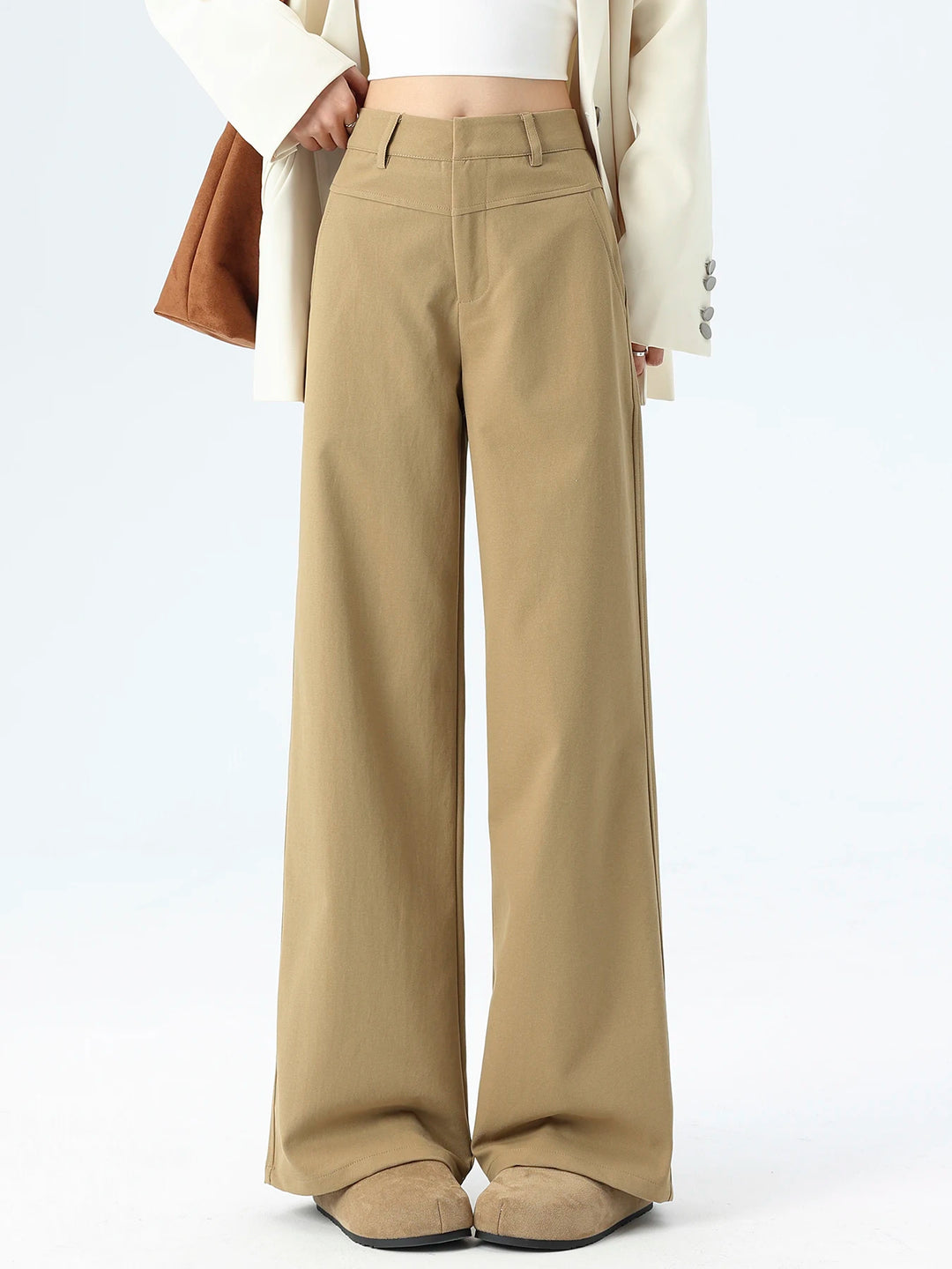 High-Waisted Wide Leg Tailored Pants