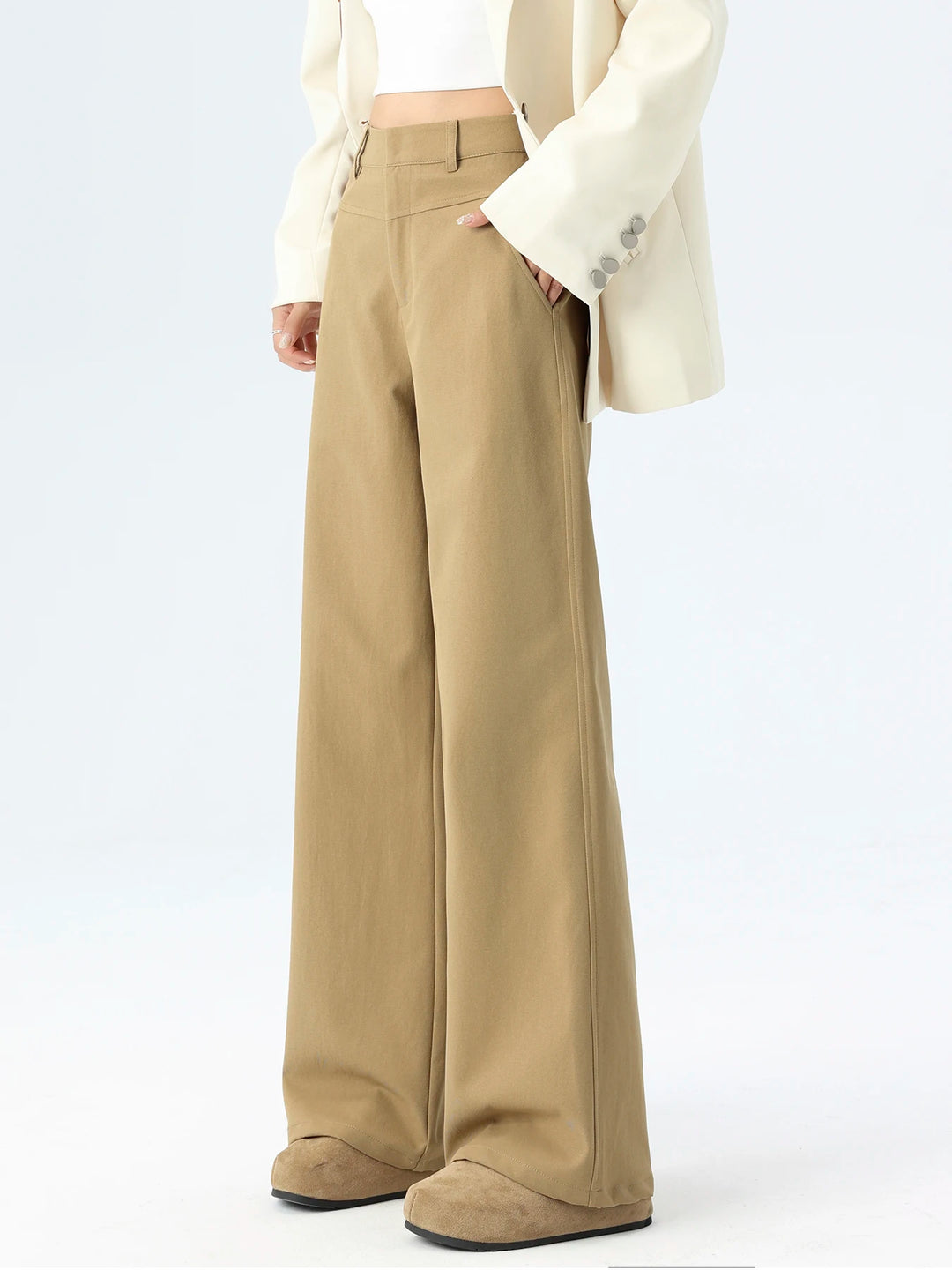 High-Waisted Wide Leg Tailored Pants