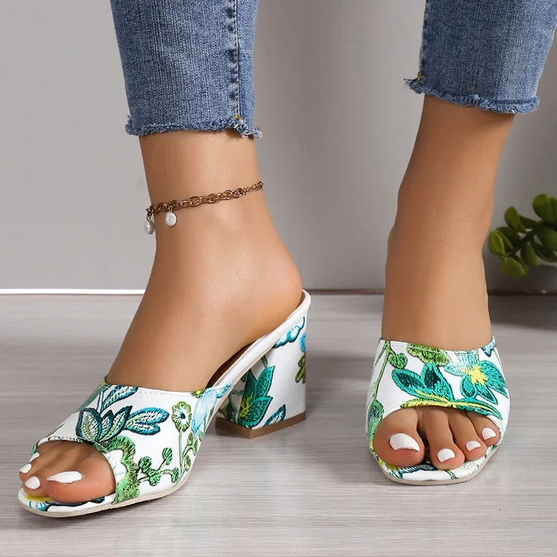High Heel Slide Sandals Slingback Pump