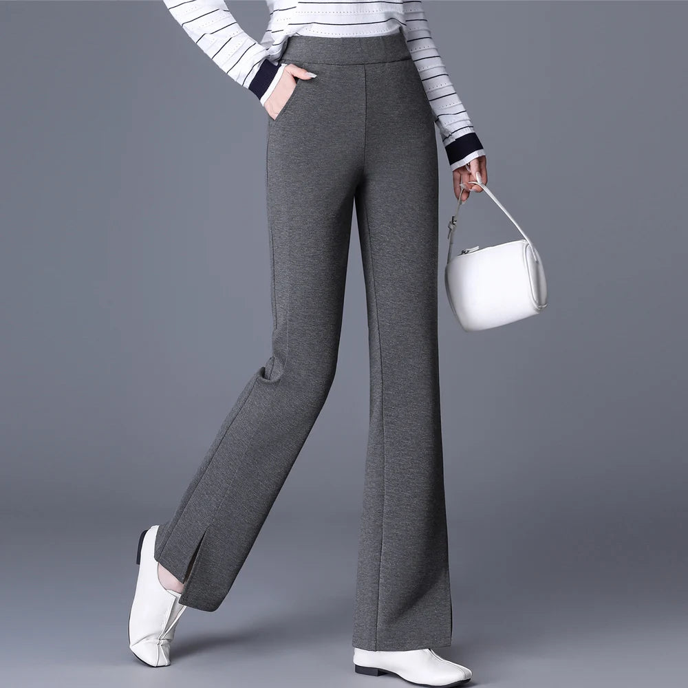 High Waist Flared Knit Trousers