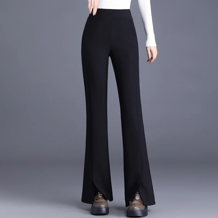 High Waist Flared Knit Trousers