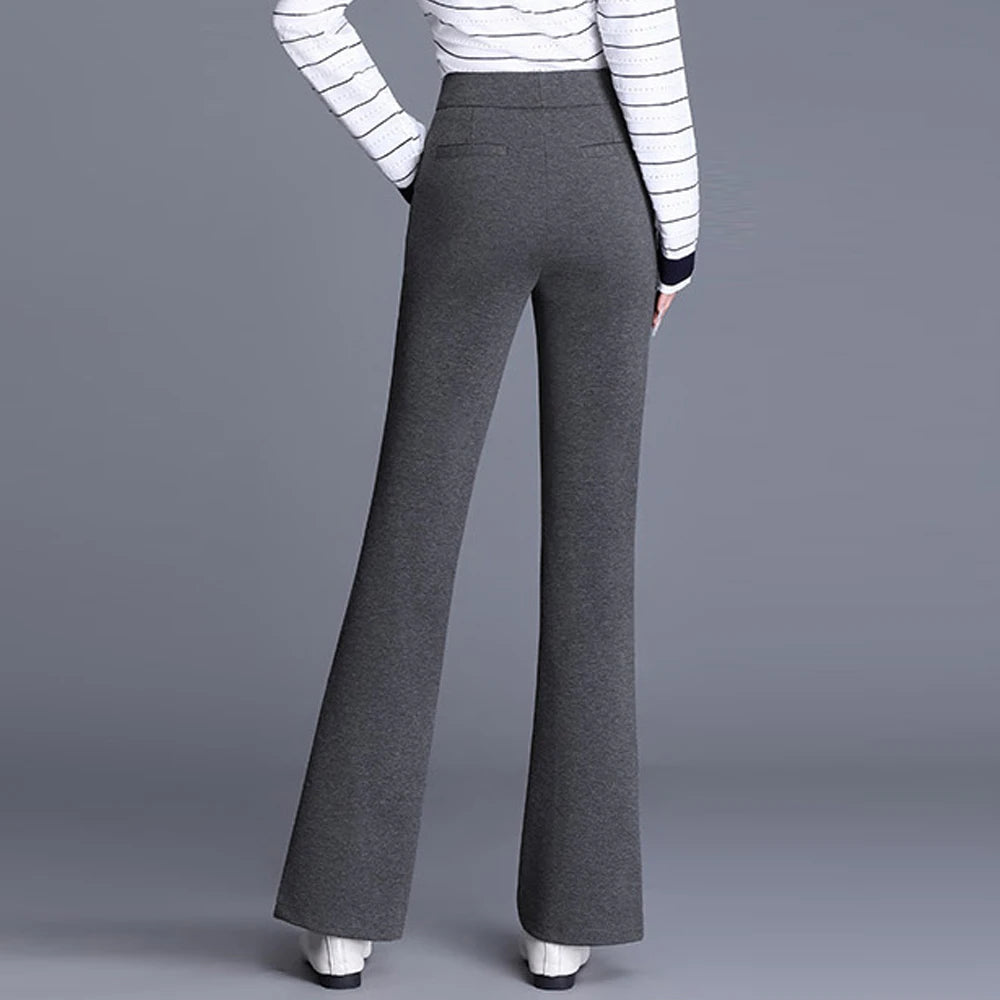 High Waist Flared Knit Trousers