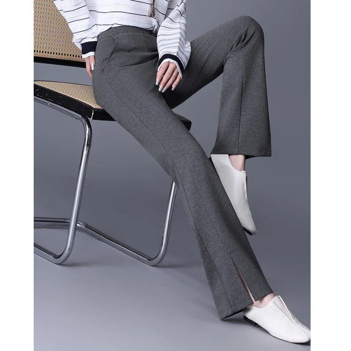High Waist Flared Knit Trousers
