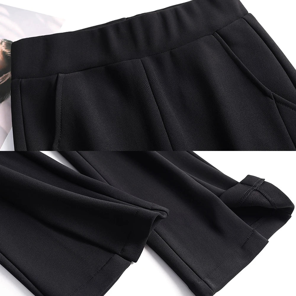 High Waist Flared Knit Trousers