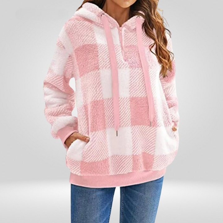 Plaid Fleece Pullover Hoodie
