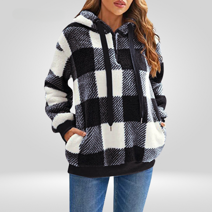 Plaid Fleece Pullover Hoodie