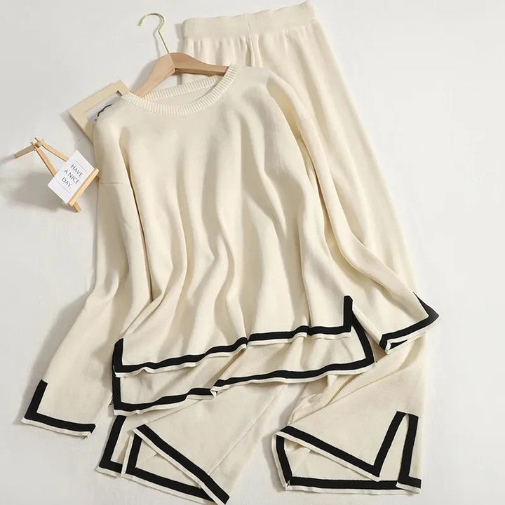 Knit Contrast Trim Loungewear Set
