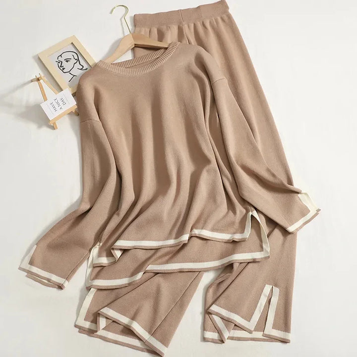 Knit Contrast Trim Loungewear Set