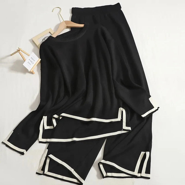 Knit Contrast Trim Loungewear Set
