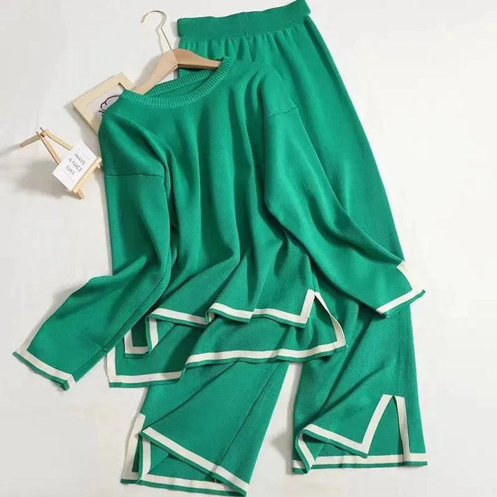 Knit Contrast Trim Loungewear Set