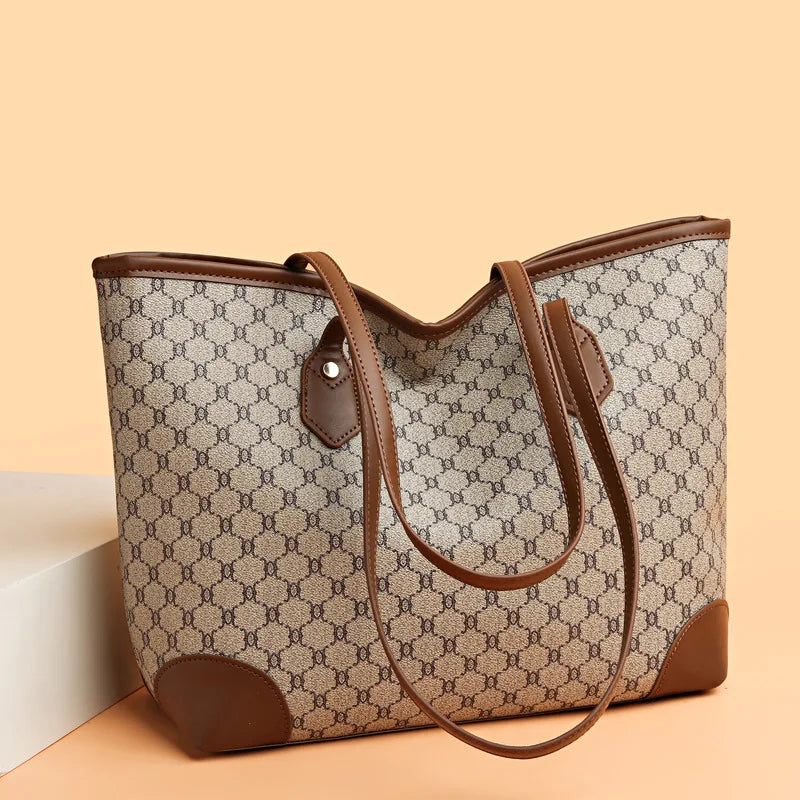 Large Retro Shoulder Tote Bag