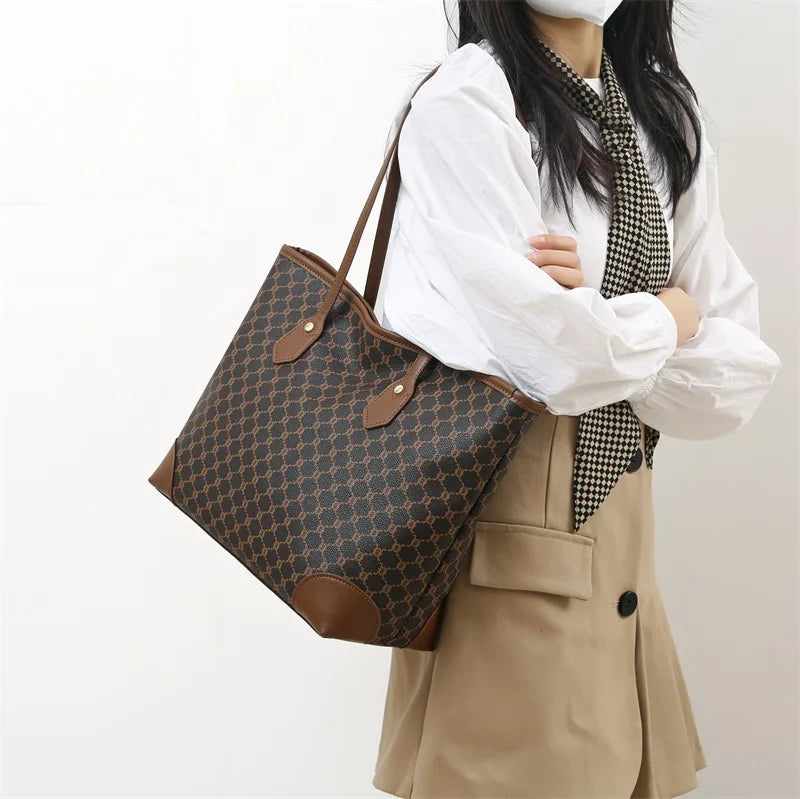 Large Retro Shoulder Tote Bag