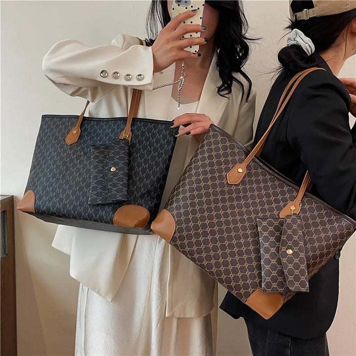 Large Retro Shoulder Tote Bag