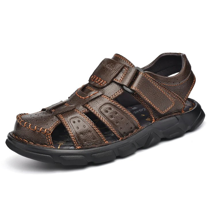 Leather Closed-Toe Sandals