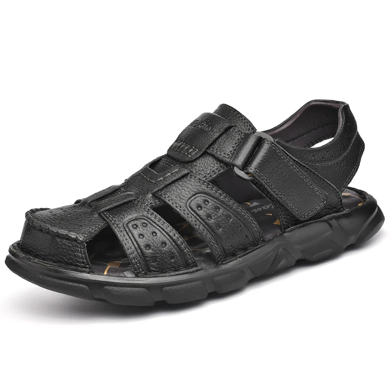 Leather Closed-Toe Sandals