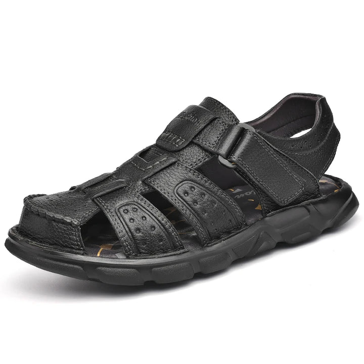 Leather Closed-Toe Sandals