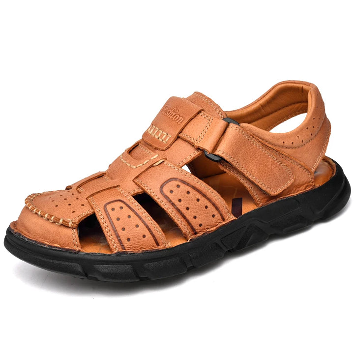 Leather Closed-Toe Sandals