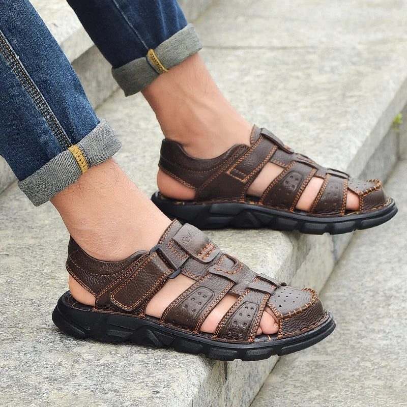 Leather Closed-Toe Sandals