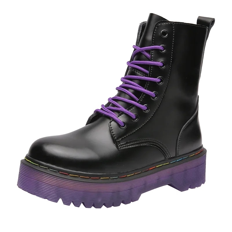 Leather Platform Ankle Boots