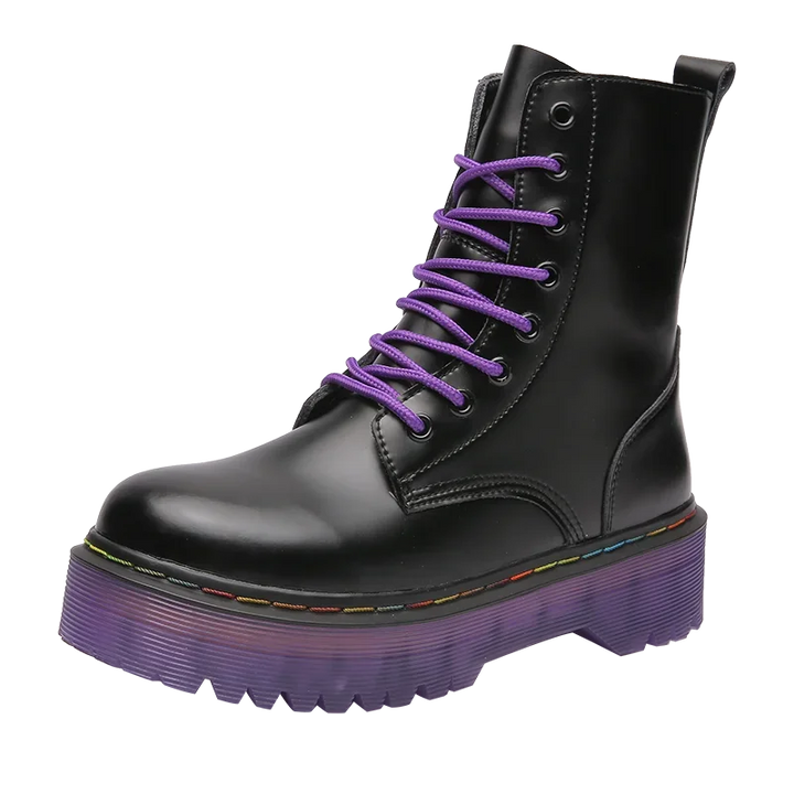 Leather Platform Ankle Boots