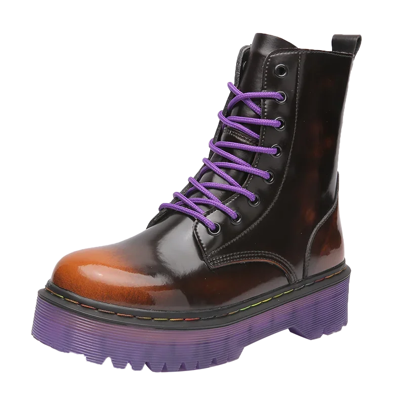 Leather Platform Ankle Boots