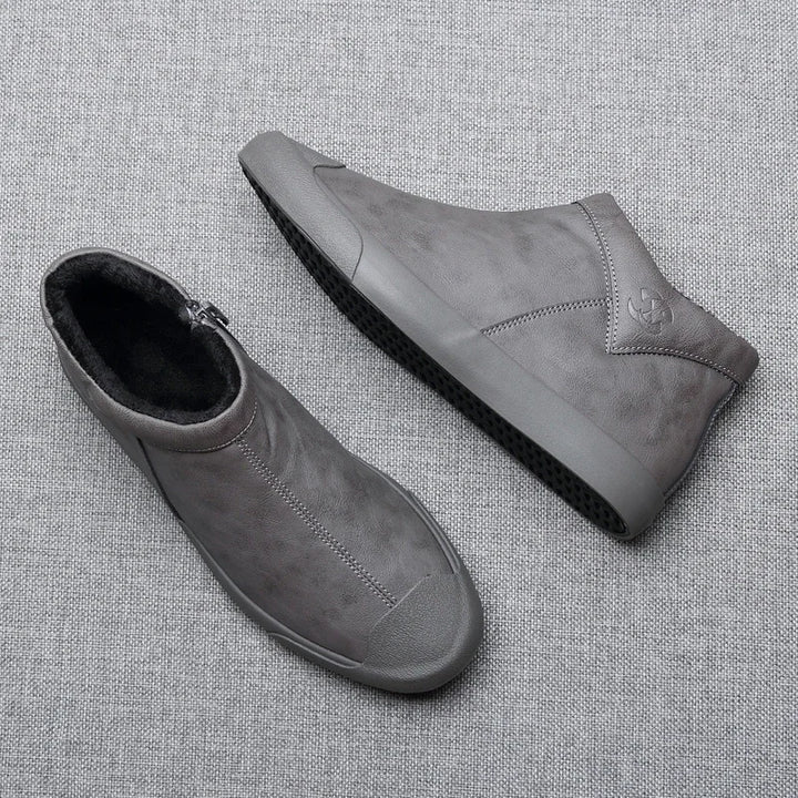 Leather Plush-Lined Ankle Boots