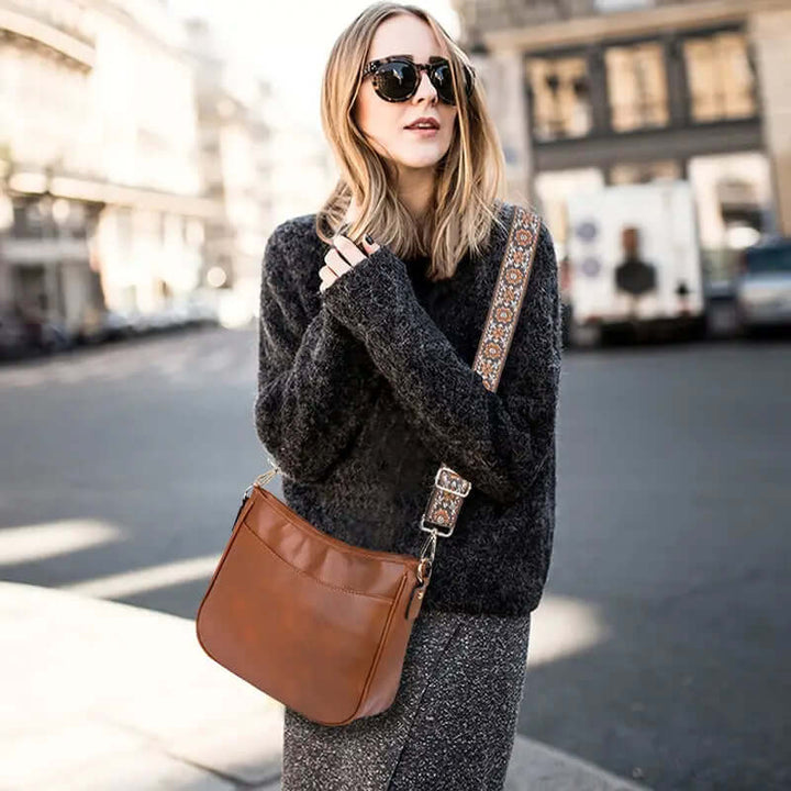 Vegan Leather Shoulder Bag with Boho Strap