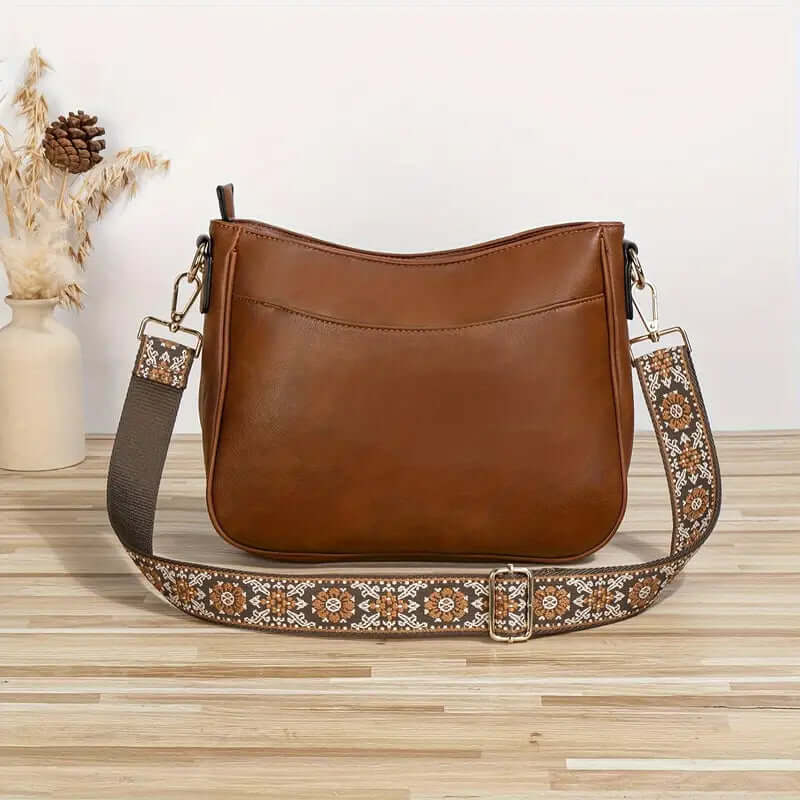 Vegan Leather Shoulder Bag with Boho Strap
