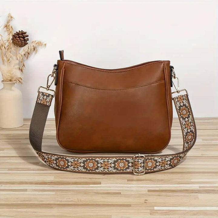 Vegan Leather Shoulder Bag with Boho Strap